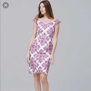 White House Black Market purple lace sheath dress
